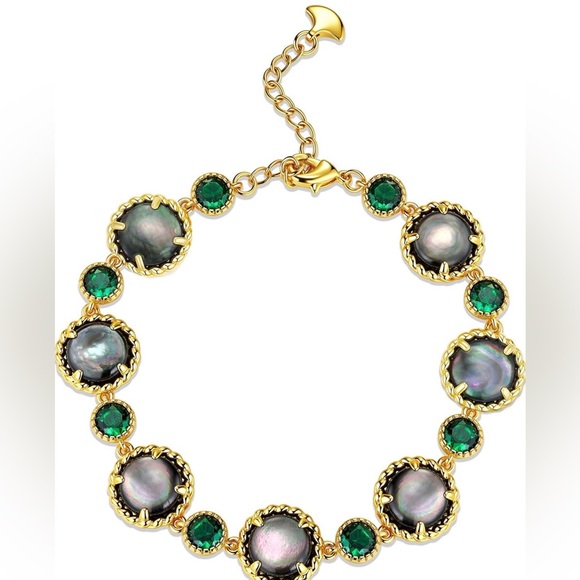 NEW 18K Gold Plated Elegant Gold and Green Bracelet